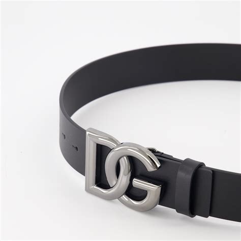 Dolce & Gabbana Ceinture Métallique Argent Cuir Dg Logo Métal .